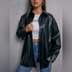 SHEIN PU Leather Jacket – Black – Size L (New)